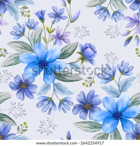 Watercolor flowers vector seamless pattern. This pattern can be used for fabric textile wallpaper.