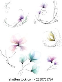 watercolor flowers vignette colorful template for design vintage blooming background vector