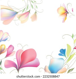 watercolor flowers vignette colorful template for design vintage blooming background vector