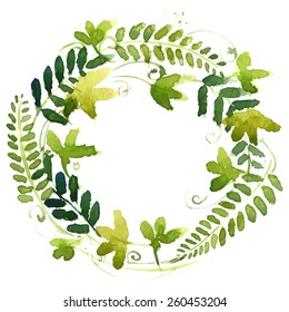 Watercolor flowers wreath. Hand painted wedding illustration. Vector.