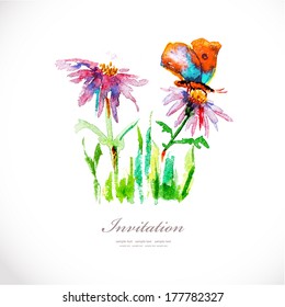 Watercolor flowers for your design.