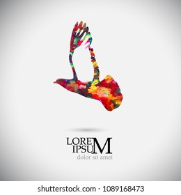 Watercolor flying bird object. Vector