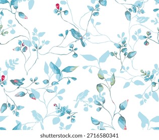 Watercolor Foliage Pattern: Seamless Botanical Art Background