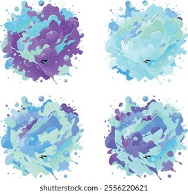 watercolor  four variation design  eps cut file   download 