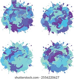 watercolor  four variation design  eps cut file   download 