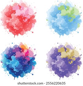 watercolor  four variation design  eps cut file   download 