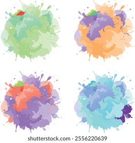 watercolor  four variation design  eps cut file   download 