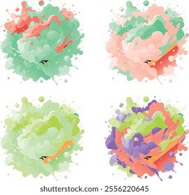 watercolor  four variation design  eps cut file   download 