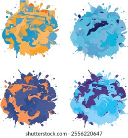 watercolor  four variation design  eps cut file   download 