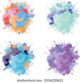 watercolor  four variation design  eps cut file   download 