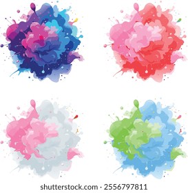 watercolor  four variation design  eps cut file   download 