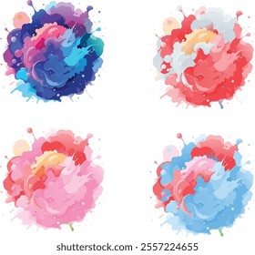 watercolor  four variation design  eps cut file   download 