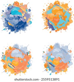 watercolor  four variation design  eps cut file   download 