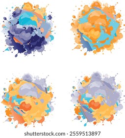 watercolor  four variation design  eps cut file   download 