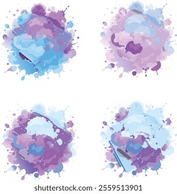 watercolor  four variation design  eps cut file   download 