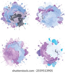 watercolor  four variation design  eps cut file   download 