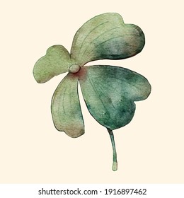 Watercolor four-leaf clovers. 
Happy St. Patrick's Day. mixed media. 
Vector illustration spring background.