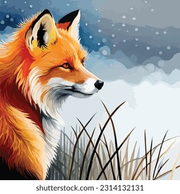 Watercolor Fox art illustration collection