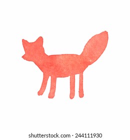 Watercolor fox on the white background, aquarelle. Vector illustration. Hand-drawn decorative element useful for invitations, scrapbooking, design. Native american stylization