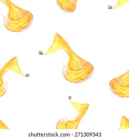 Watercolor fox vector background. Seamless pattern of fox silhouette. Watercolor animal texture for printing, web, textiles, decoration, child. 