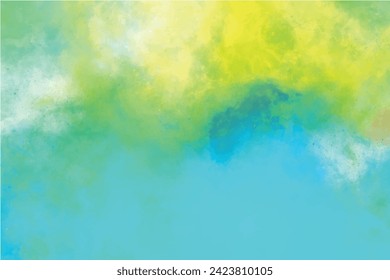 Watercolor frame abstract texture pattern blank space with soft blue green white center. Holographic abstract fantasy backdrop with fairy colors. Watercolour brush stroke, batik fabric texture tie

