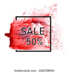 Watercolor frame, background for sale, advertise card,  label