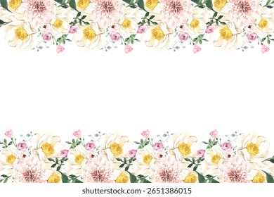 Watercolor frame background spring flowers