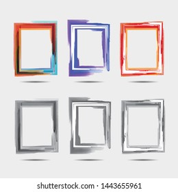 Watercolor Frame Border, textured rectangles for image, vector frames set, 