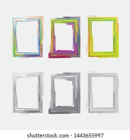 Watercolor Frame Border, textured rectangles for image, vector frames set, 