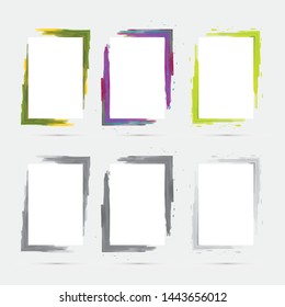 Watercolor Frame Border, textured rectangles for image, vector frames set, 