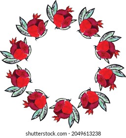 watercolor frame clipart  illustration pomegranate hand drawn