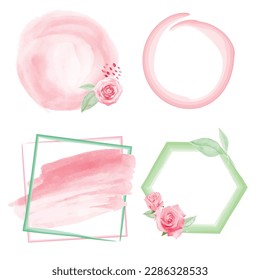 Watercolor frame design background rose leaf