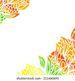 Watercolor frame floral vector background. Vector.