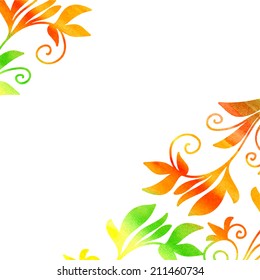 Watercolor frame floral vector background. Vector.