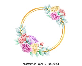 Watercolor Frame Flower Arrangement Illustration