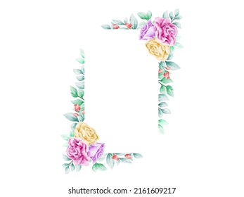 Watercolor Frame Flower Arrangement Illustration