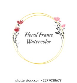 watercolor frame with golden frame simple design vector illustration