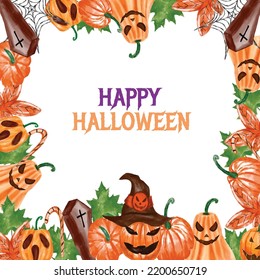 Watercolor frame halloween party vector illustration