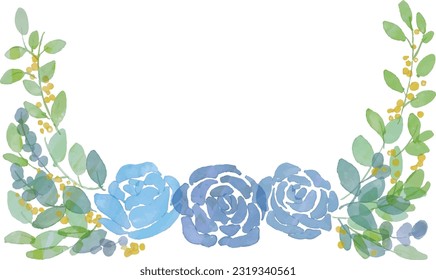 Watercolor frame with hand-painted roses. Vector illustration of a rose.