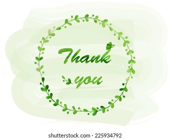 Watercolor frame made of hand drawn leaves. Hand paint wreath for Thank you card, Greeting card or Invitation. Vector illustration.