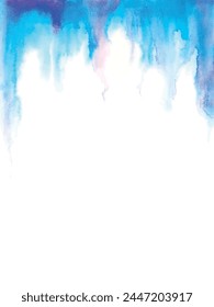 Watercolor frame on white background. Abstract frame in blue color. Design concept, vector. Template border card.