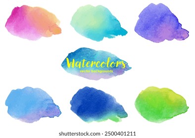 Watercolor frame set. Neon colors. Vector data.
