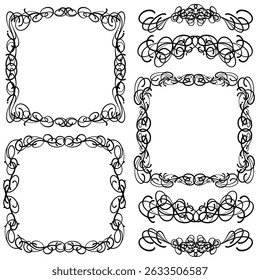 Watercolor frame set ornament element background vintage decorative
