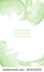 Watercolor frame template with copy space, abstract translucent water color brush strokes. Vertical format for  invitation bannr buisiness card and social media