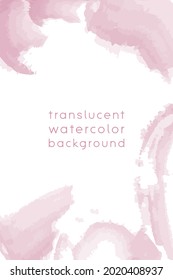 Watercolor frame template with copy space, abstract translucent water color brush strokes. Vertical format for  invitation bannr buisiness card and social media