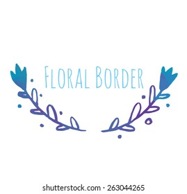 Watercolor frame of twigs leaves and berries vector