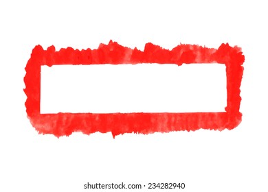 Watercolor frame. Vector illustration. Red rectangle