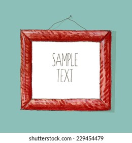 Watercolor frame with wood texture and place for your text