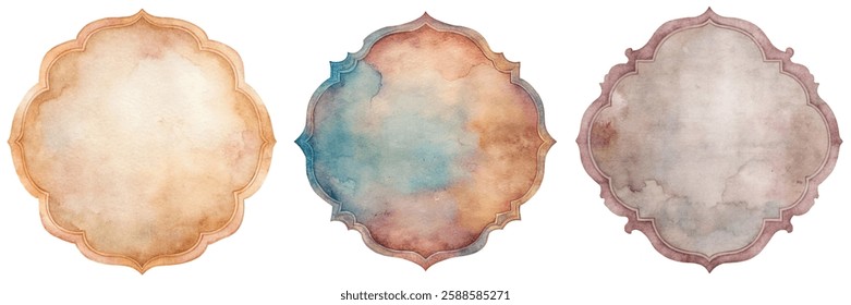 watercolor frames, decorative shapes, soft pastel colors, elegant design, artistic backgrounds, versatile templates