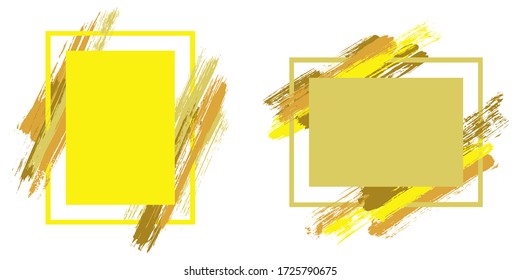 Watercolor frames with paint brush strokes vector collection. Box borders with painted brushstrokes backgrounds. Advertising graphics design flat frame templates for banners, flyers, posters, cards.